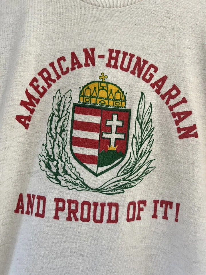 Vintage 80’s “American Hungarian And Proud Of It” T-Shirt Size Large Velva Sheen - Image 3 of 4