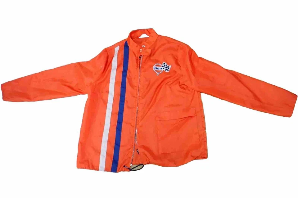 Chaqueta cortavientos Gulf Gasolinera vintage años 60-70 GRANDE coche de carreras gasolinera Foto 2 de 4