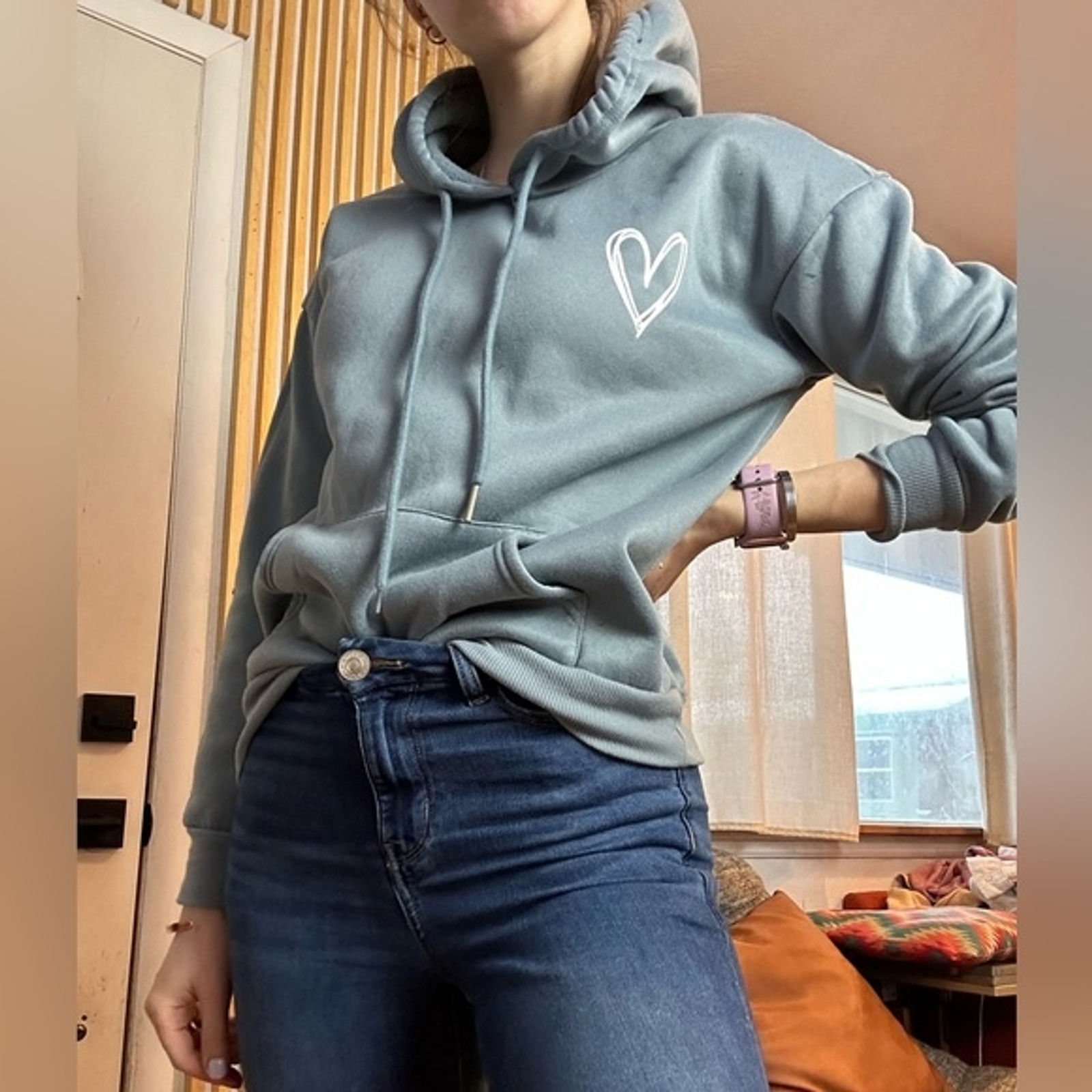 Two Sweater Bundle Color Block and Solid Hoodies - image 2