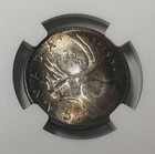 1941 Canada Twenty Five Cents 25C NGC MS63 - *Spectacular Rainbow Patina* Wow — photo 3