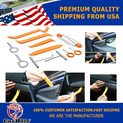 12-Piece Plastic Trim Removal Pry Tool Set For Car Radio Panel Door Dash Clip Fasteners – Red & Blue, 5-Year Warranty