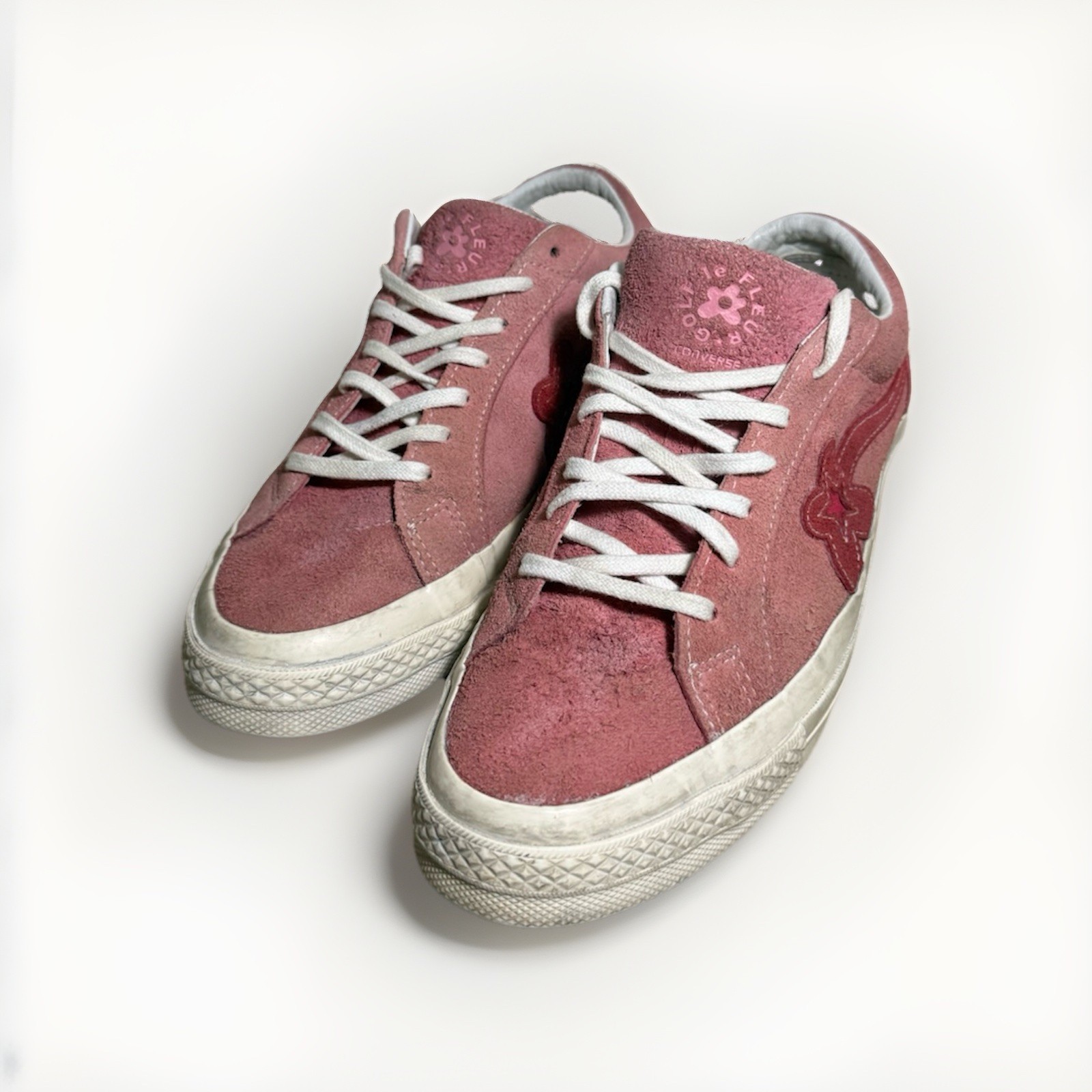 Le Fleur Pink Suede Low Top Sneakers Men's Designer