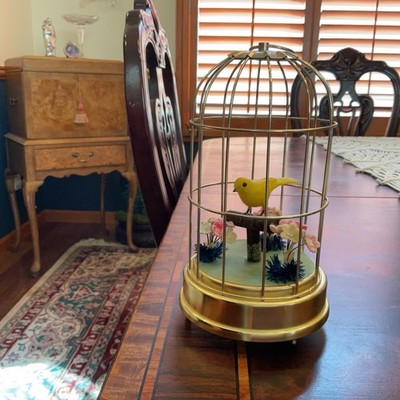 Vintage Schmid Brothers Music Box   Bird in Gold Cage    Oh! Beautiful Morning 