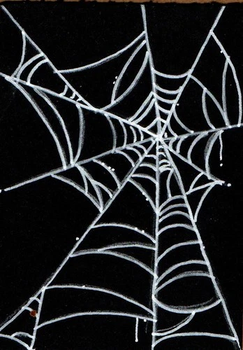 ACEO Original Ink Drawing Spider Webs Nature Abstract Gothic Oddities Arachnid