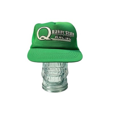 Vintage Quaker State Racing Green Mesh Snapback Trucker Hat