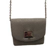 Vintage La Regale Silver-Tone Chain Strap Crossbody Bag   Elegant Evening Purse