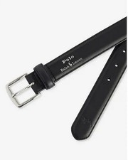 POLO RALPH LAUREN Men's Smooth Leather Stamped Dress Belt Black 32/80