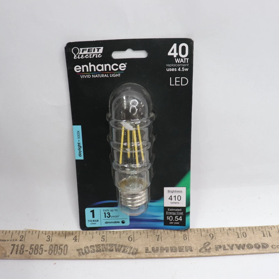 Feit Dimmable Filament Light Bulb Daylight Glass Clear 5000K 40W Equivalent - Image 2 of 4