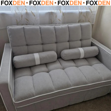 Convertible Two-Seater Polyester Linen-Look Sofa Bed Pull Out Sofa Bed - Grey