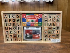 New Melissa  Doug Wooden Stamp Set Alphabet Upper  Lower Case
