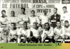 Cartolina calcio formazione squadra Brasile 1962