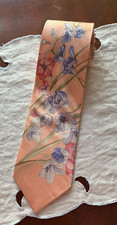 CRAVATTA VINTAGE LEONARD PARIS DESSIN PESCA LAVANDA FLOREALE SETA MADE IN ITALY