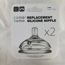 Comotomo Replacement Silicone Nipples Fast Flow 6 Months 3 Hole 2 Pack NIP New