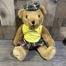 VTG Travelers Championship Teddy Bear Plush Golfer 13in Rare