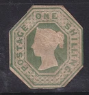 SG54 1/- Pale Green CTS M/MINT(207)-CV£24000(if cut square)