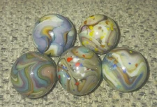 Lot of 5 Jabo Ladies First Marbles w/gold frit/confetti