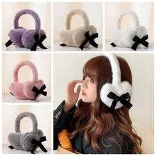 Cute Bow Tie Earmuffs Cold Protection Warm Woman Ear Cover Heart Fluffy Ear Muff