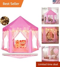 Princess Tent Girls Large Playhouse Kids Castle Play Tent with Star Lights To...