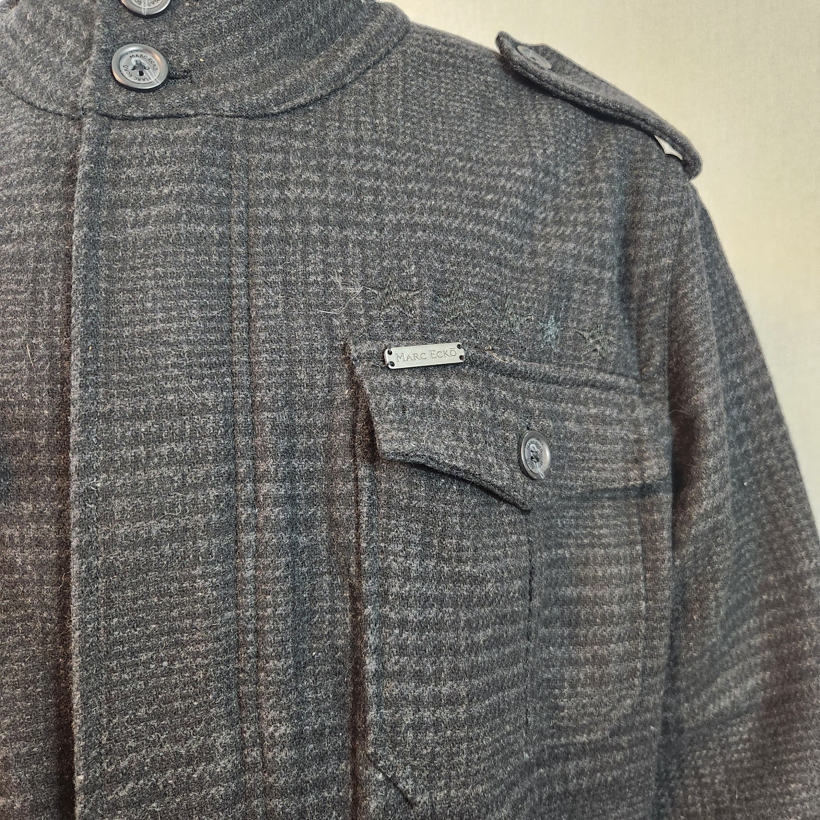 Marc Ecko Black Gray Check Wool BlendShell Insula… - image 5