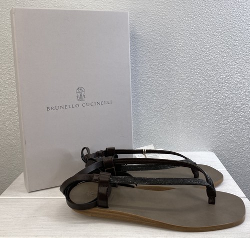 Brunello Cucinelli Sandals Women's Size US8 EU38 Leather Monili Embellishments