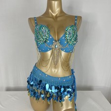 Make to Order Sequin Beaded Samba Belly Dance Costume Carnival Outfit Bra Belt 