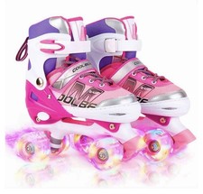 Sowume Adjustable Roller Skates Girls And Women NEW A-Pink/Light Up MEDIUM 13-3