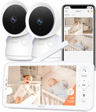 Baby Monitor with 2 Cameras, 2K/3MP Wifi 6 Camera and Audio, 5-Inch Wireless Scr