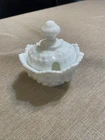 Vintage Fenton Hobnail Milk Glass Covered Footed Sugar Bowl   JELLY / JAM