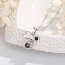 Customized Personalize Dog Paw Pendant Projection Pet Photo Picture Necklace
