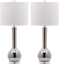 Moderne silberne Keramik Tischlampe 2er Set mit LED Leuchtmitteln - 31 Zoll