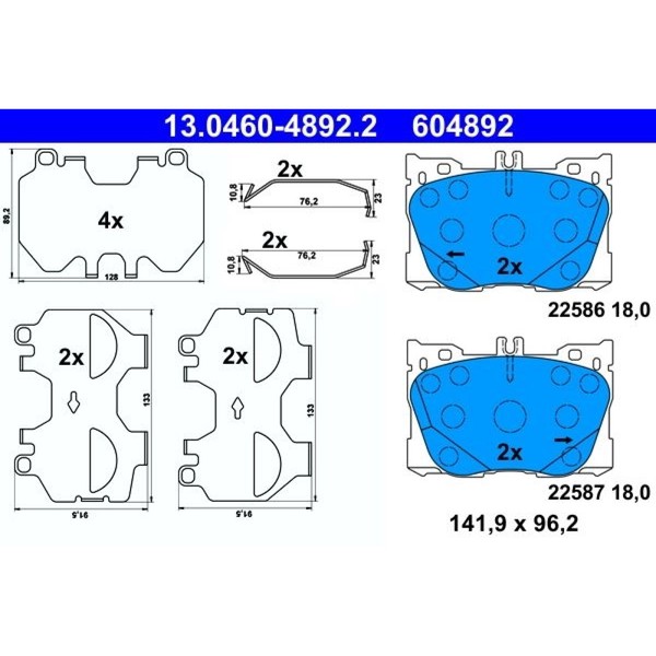 ATE 13.0460-4892.2 Bremsbelagsatz FüR Mercedes Benz E Klasse C GLC CLS EQC W205-image