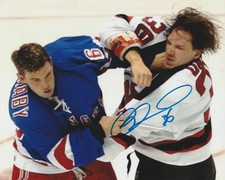 MATTHEW BARNABY SIGNED NEW YORK RANGERS HOCKEY FIGHT 8x10 PHOTO #1 Autograph