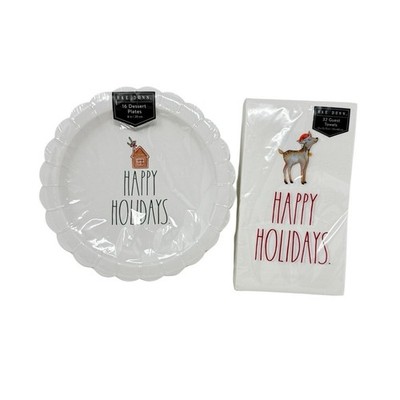 Rae Dunn Happy Holidays Party Tableware Christmas Holiday Plates And Napkins