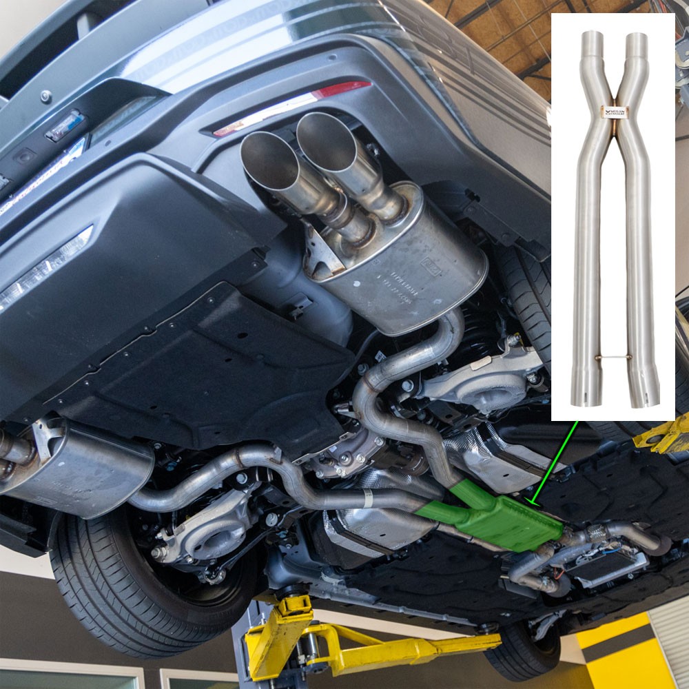 Megan Mid Pipe Crosspipe X-Pipe For 15+ Mustang 5.0 GT / Dark