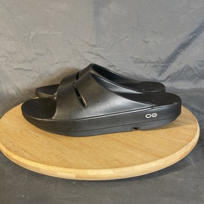 OOFOS OOahh Recovery Sandals Unisex Mens 6 Womens 8 Black Slides Comfort Shoes