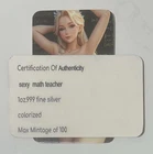 Sexy! Math Teacher 1 Troy Oz .999 Fine Silver Colorized Art Bar +COA 100 Minted!