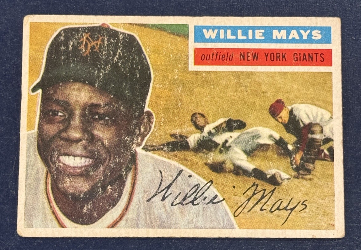 1956 TOPPS WILLIE MAYS GRAY BACK #130 HOF CENTERED ZERO CREASES