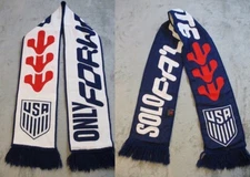 Team USA Soccer Futbol Scarf White Red Only Forward Reversible World Cup FIFA
