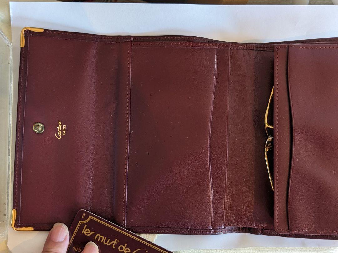 Cartier Must de Tri-fold Wallet Leather Bordeaux W14.5cm