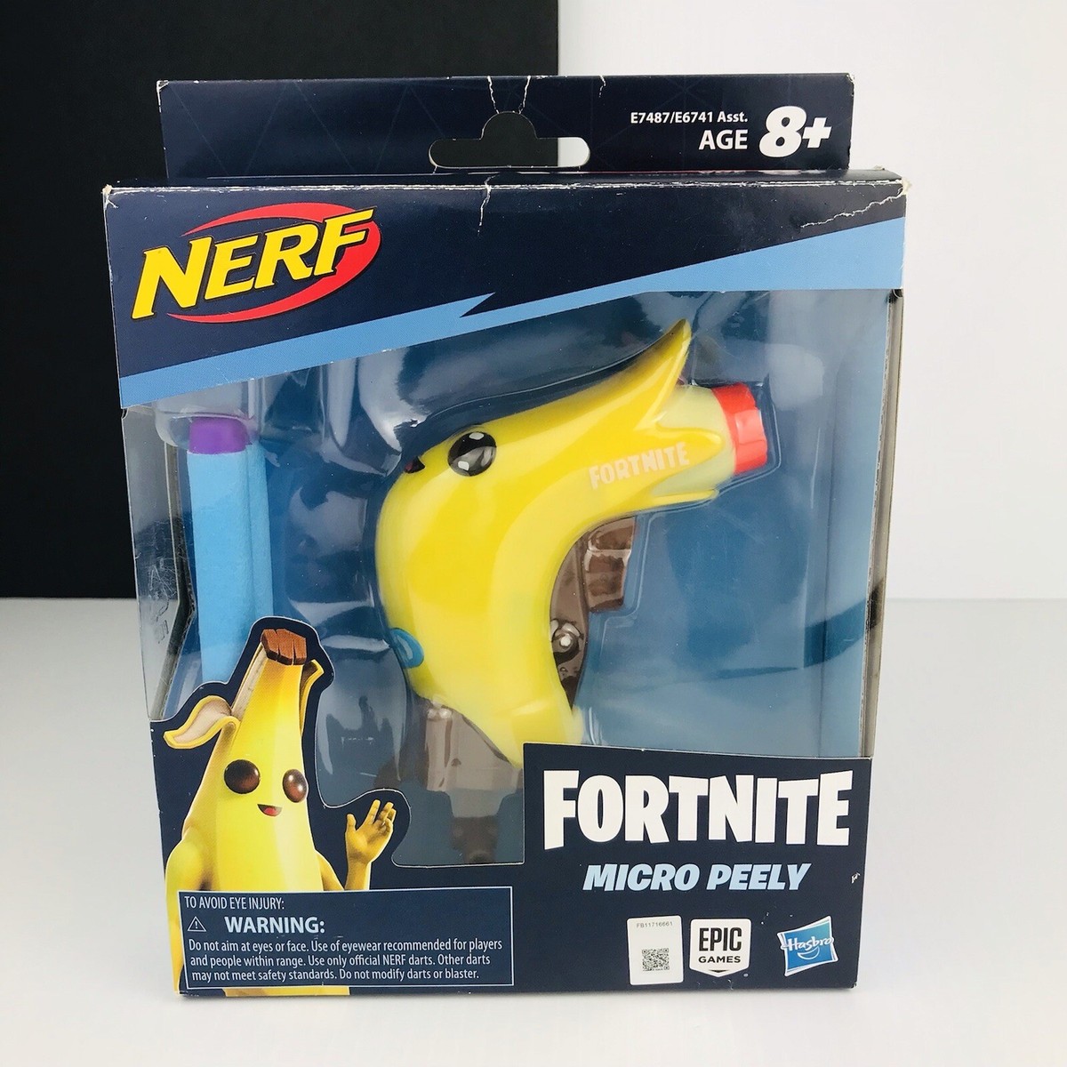 Nerf X Fortnite Micro Peely Banana Blaster Gun Pistol Micro Shots