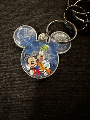 Vintage DisneyLand MICKY, DONALD & GOOFY  Micky Head Shape Lucite Keychain.