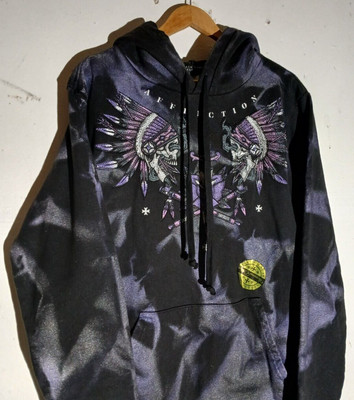 Vintage Affliction Sweater Hoodie Black Label Rhinestone Tie Dye 90s Y2K USA NEW