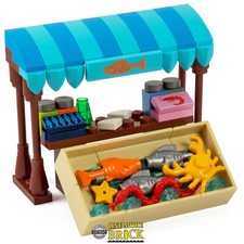 Puesto de mercado pescadería | Tienda de pescado y marisco | Todas las piezas LEGO