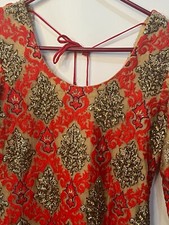 Pakistani Indian Beautiful Red Gold Dress Kurta / Kurti U95