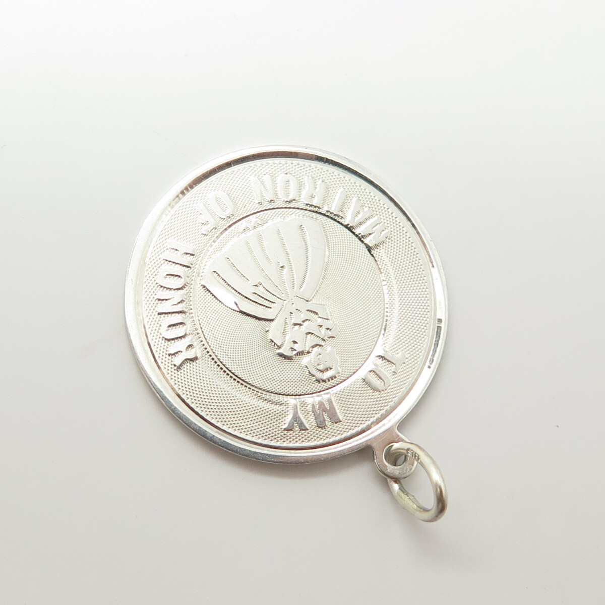 925 Sterling Silver Vintage "To My Matron of Honor" Round Tag Pendant View 6