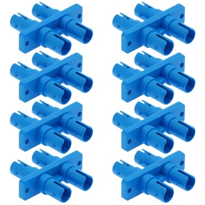 8 Pcs ST to ST Duplex Single Mode Fiber Optical Connector Adapter w/ Flange Blue