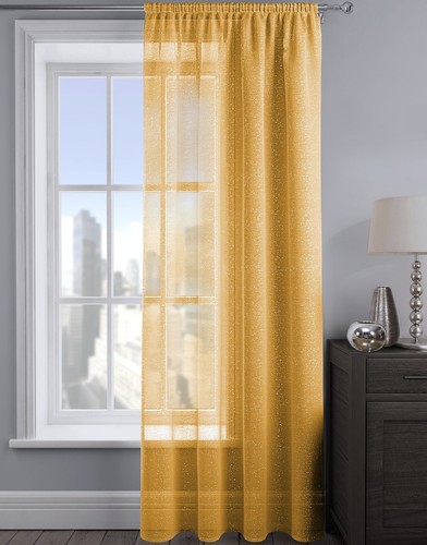 Sparkle Glitter Slot Top Voile Curtain Net Panel Glitzy Shimmer Ready Made Voile - Picture 11 of 12