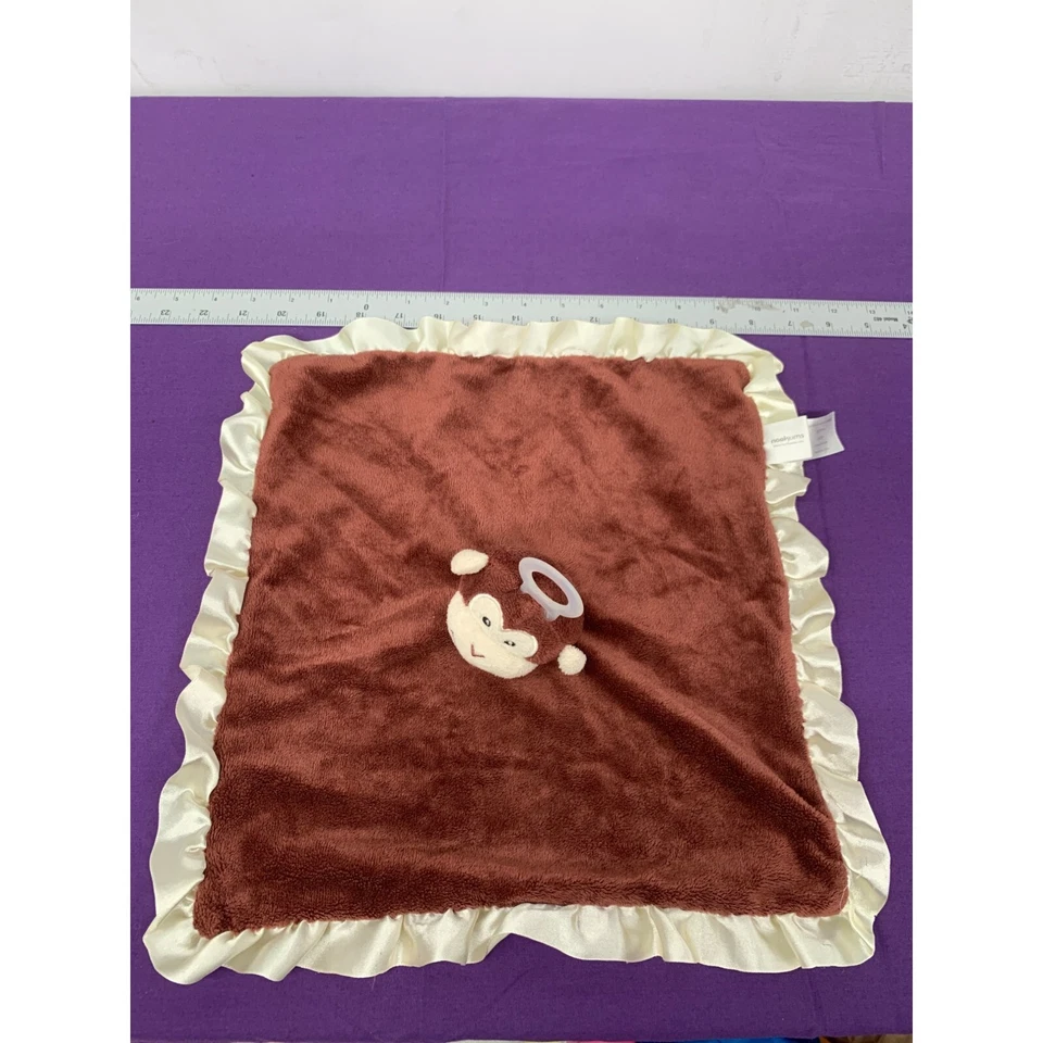 Nookums Monkey Brown Cream Silky Minky FLAWED Security Blanket Lovie - Imagem 2 de 4
