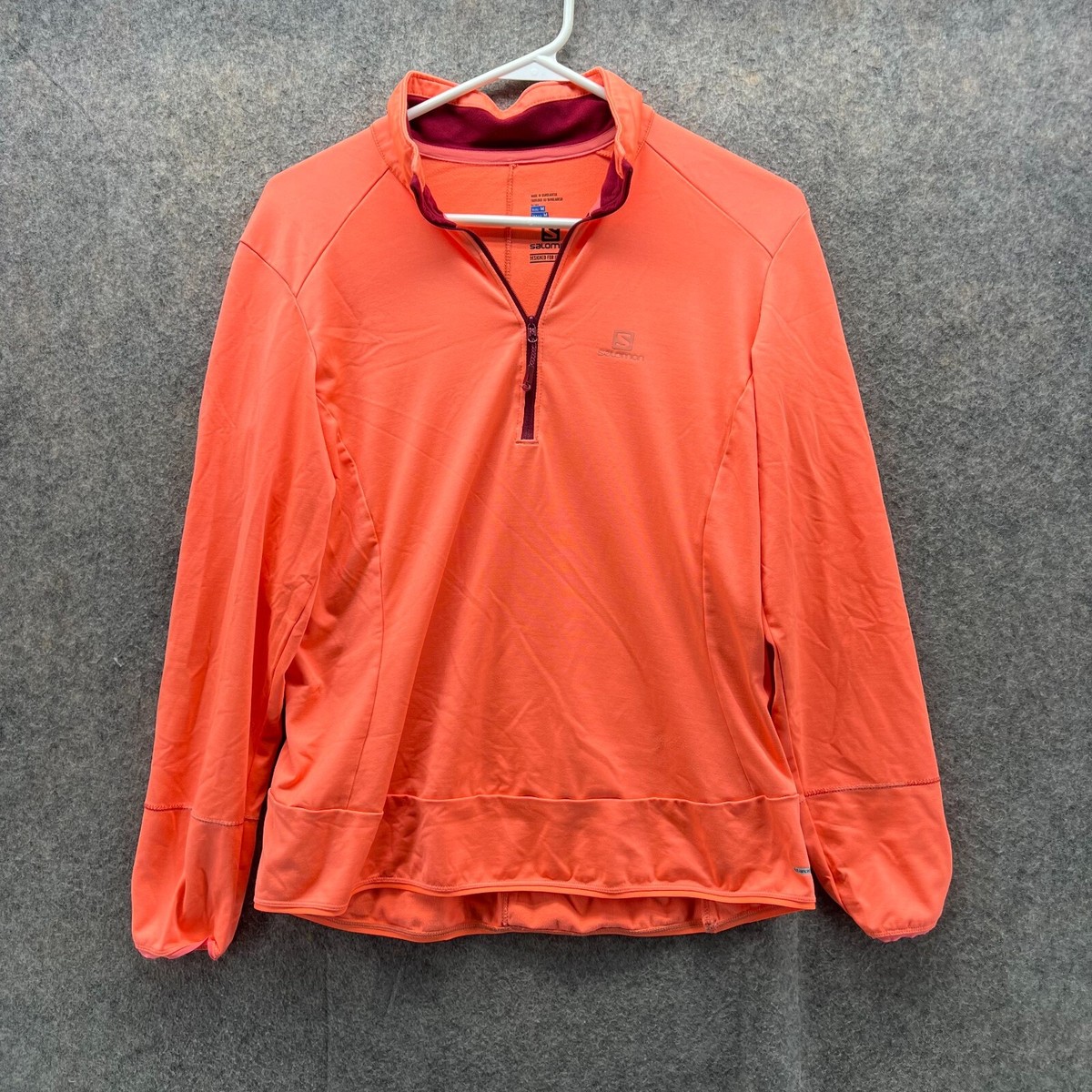 Salomon Sweater Men Medium Adult Orange 1/4 Zip Sweatshirt Advance