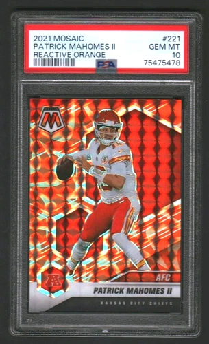 PATRICK MAHOMES II 2021 MOSAIC REACTIVE ORANGE PRIZM #221 PSA 10 GEM MT! CHIEFS!